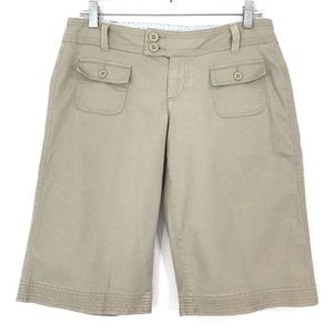 Arizona Jean Company Bermuda Shorts Size 9 Juniors Button Flap Pockets Khaki
